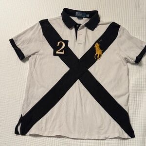 Ralph Lauren Black and White Custom Fit Polo